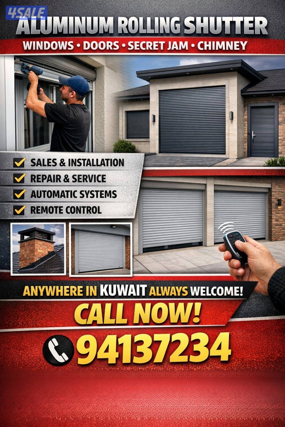 Aluminum rolling shutter and windows doors repair and installed0