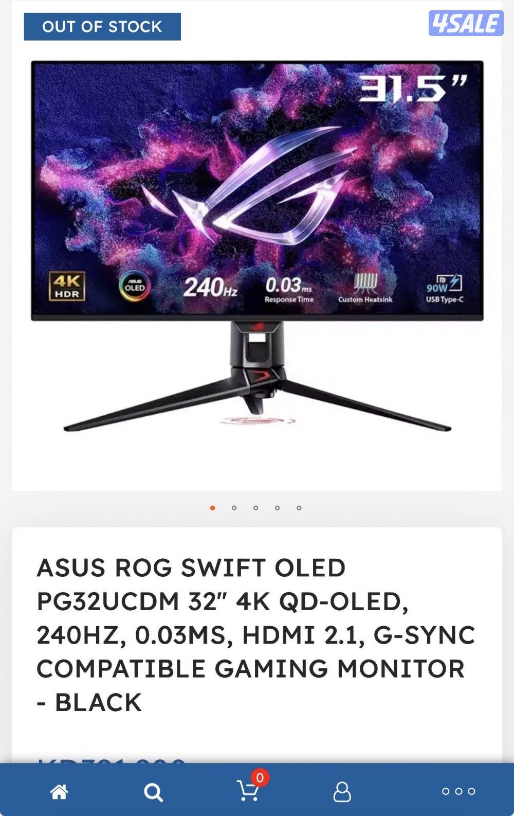 Asus ROG PG32UCDM (OLED) 32inch gaming monitor /شاشه اسوس اوليد قيمنق0