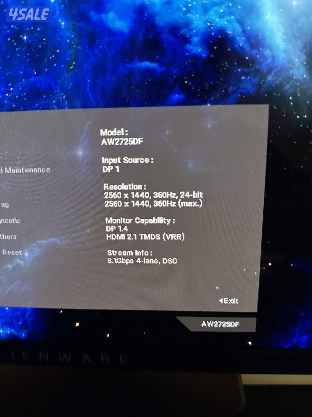 Alienware AW2725DF 27" QD-OLED Gaming Monitor – 360Hz – 1440p1