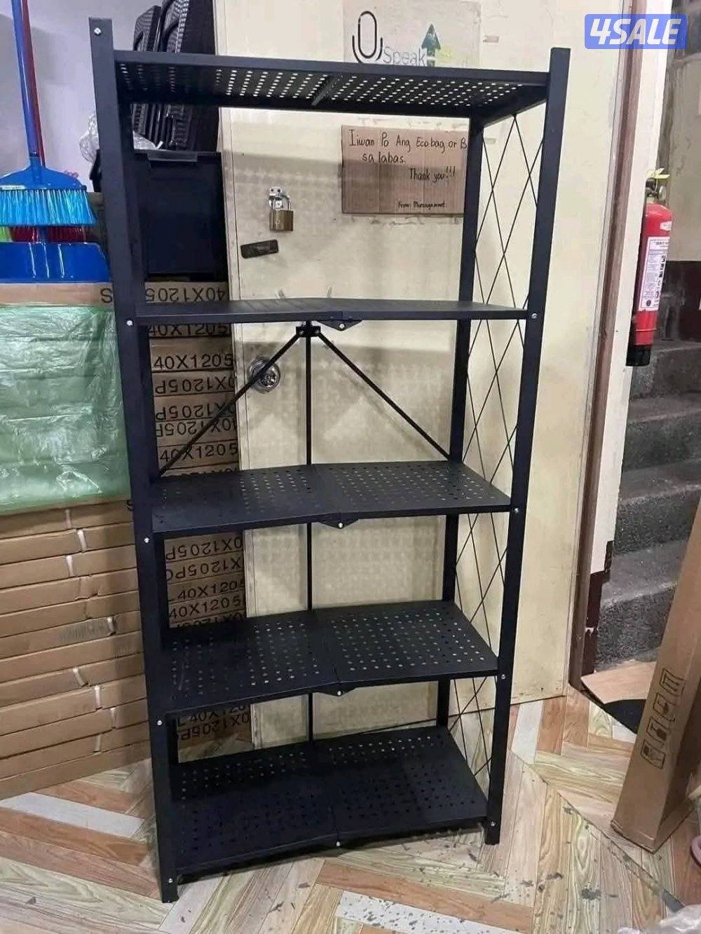 5-Tier Heavy Duty Folding Metal Storage Shelf Rack0