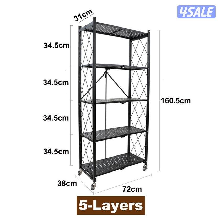 5-Tier Heavy Duty Folding Metal Storage Shelf Rack1
