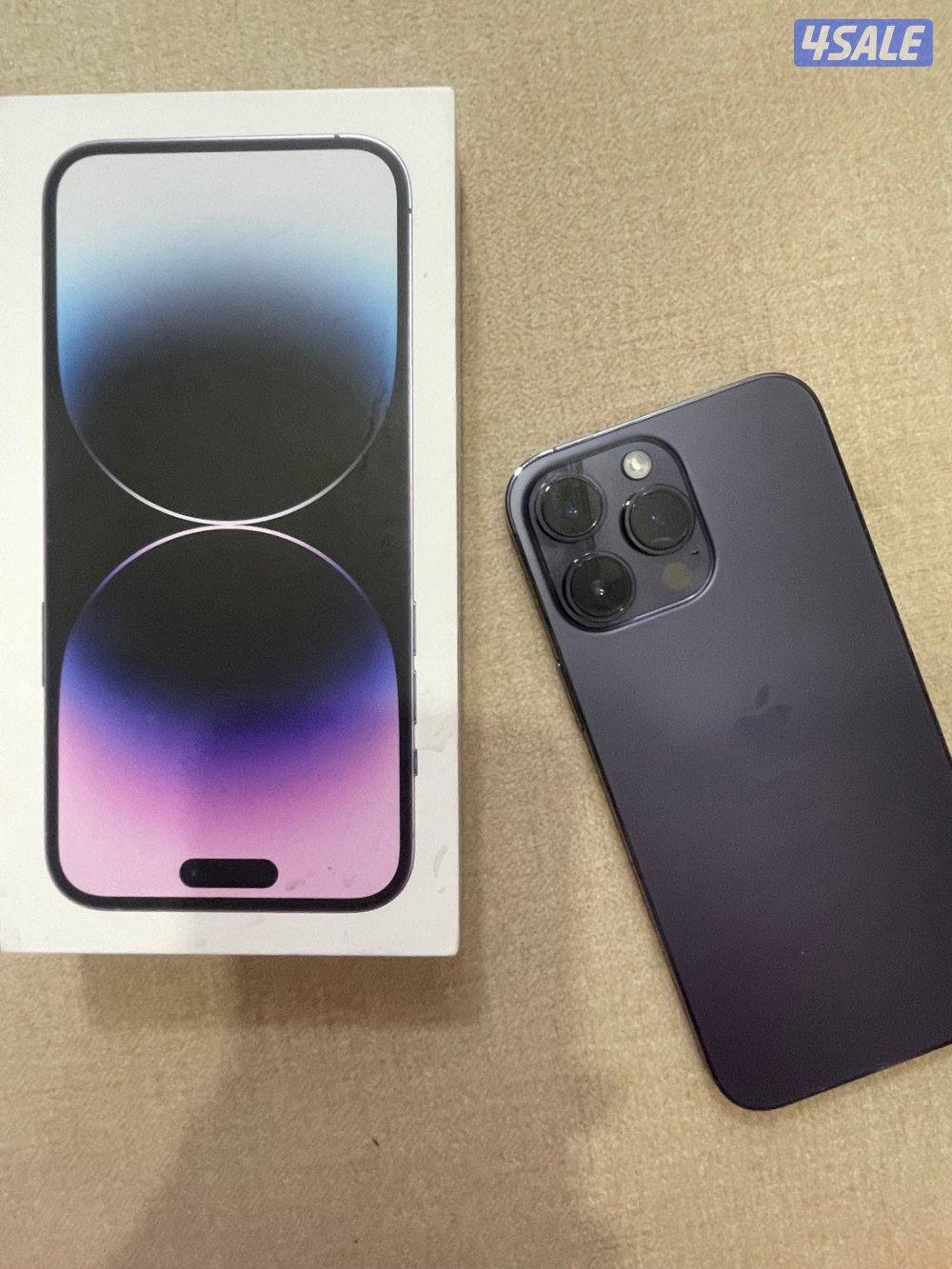 ايفون ١٤ برو ماكس نظيف معاه شحن وكفرين7