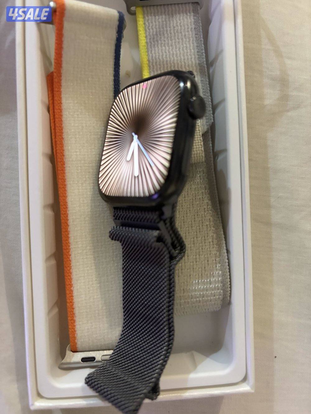 ساعة أبل 10 تيتانيوم اسود سوار ميلانو مع شريحة اتصال1