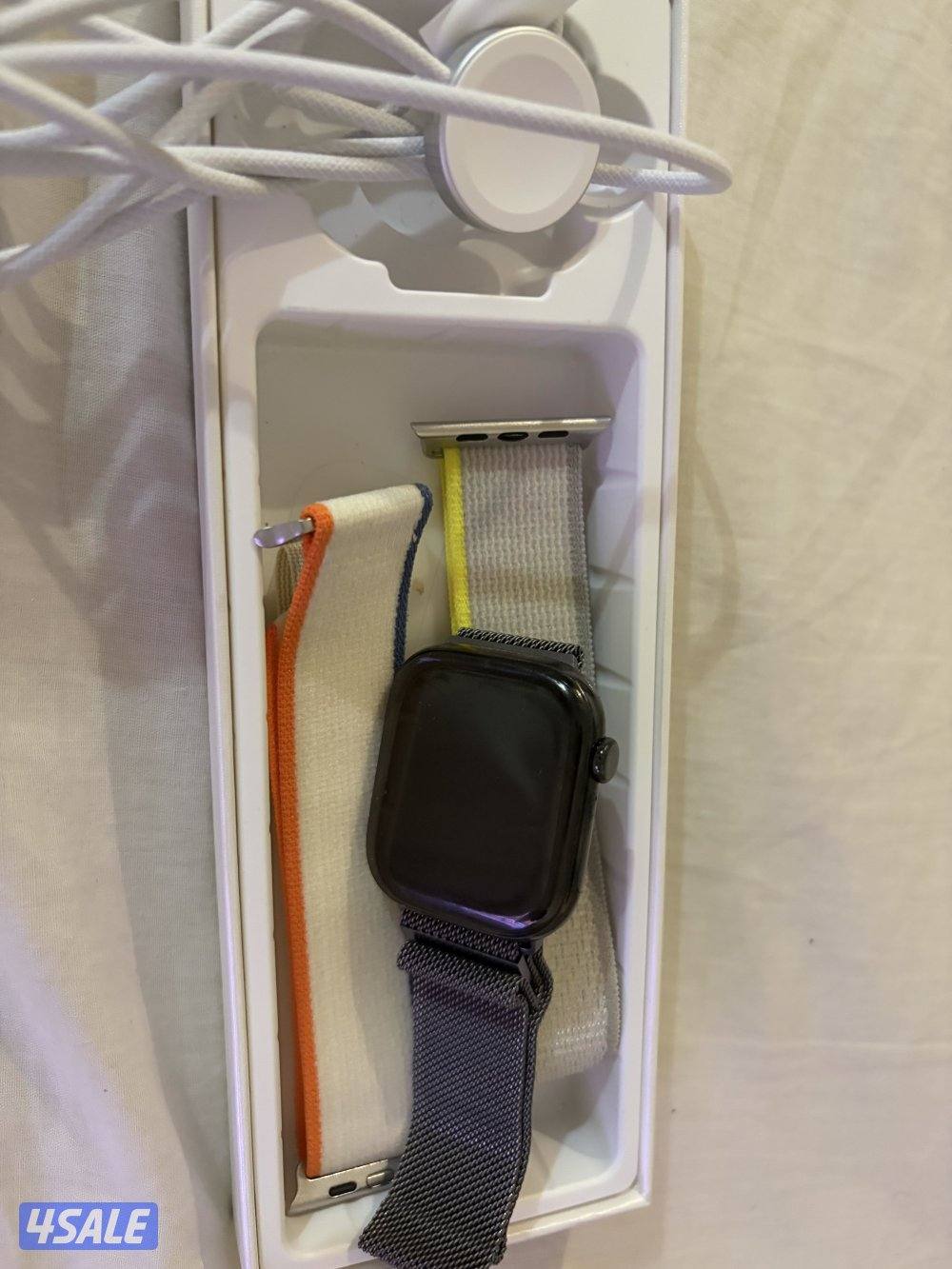 ساعة أبل 10 تيتانيوم اسود سوار ميلانو مع شريحة اتصال3