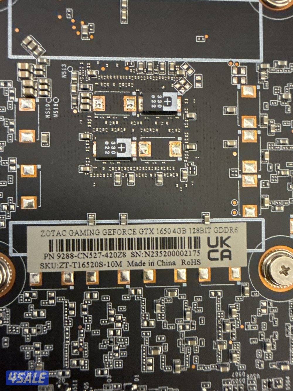 للبيع كرت شاشة بحالة ممتازة. كرتGTX 1650 4 GB GDDR6. الشركة ZOTAC.0