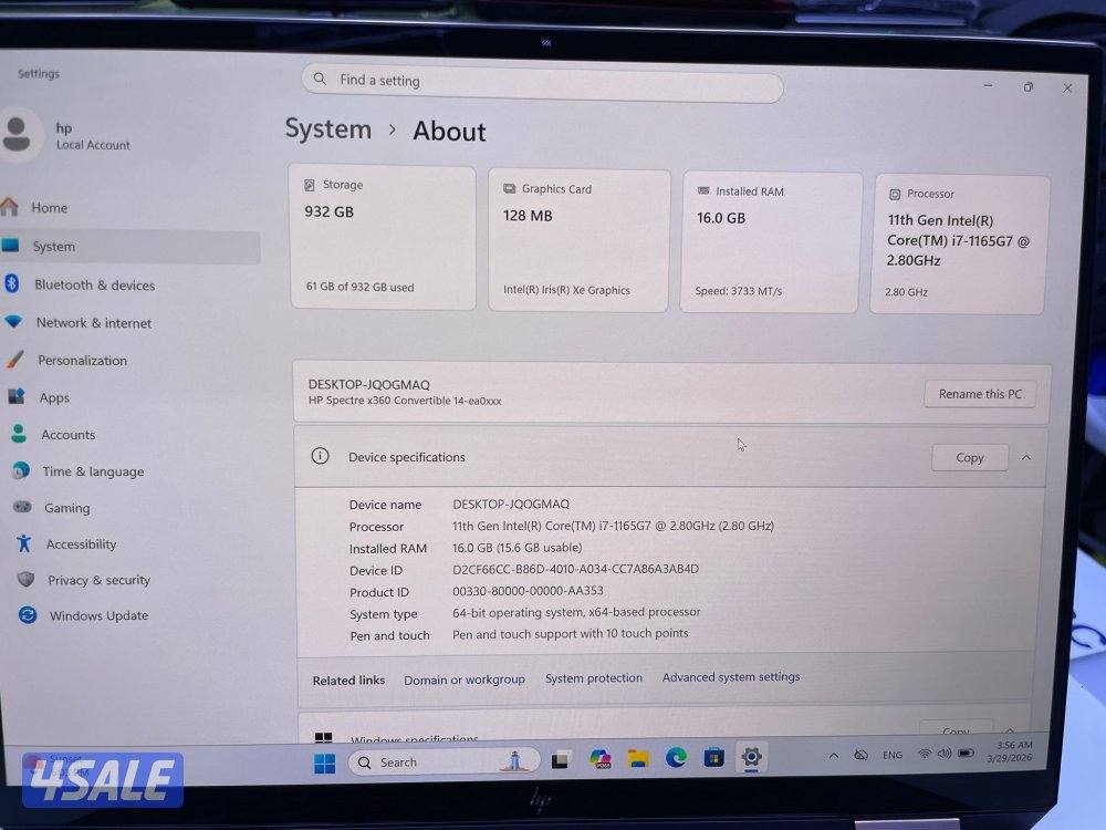 لابتوب تاتش 360 درجة HP Spectre x360 i76