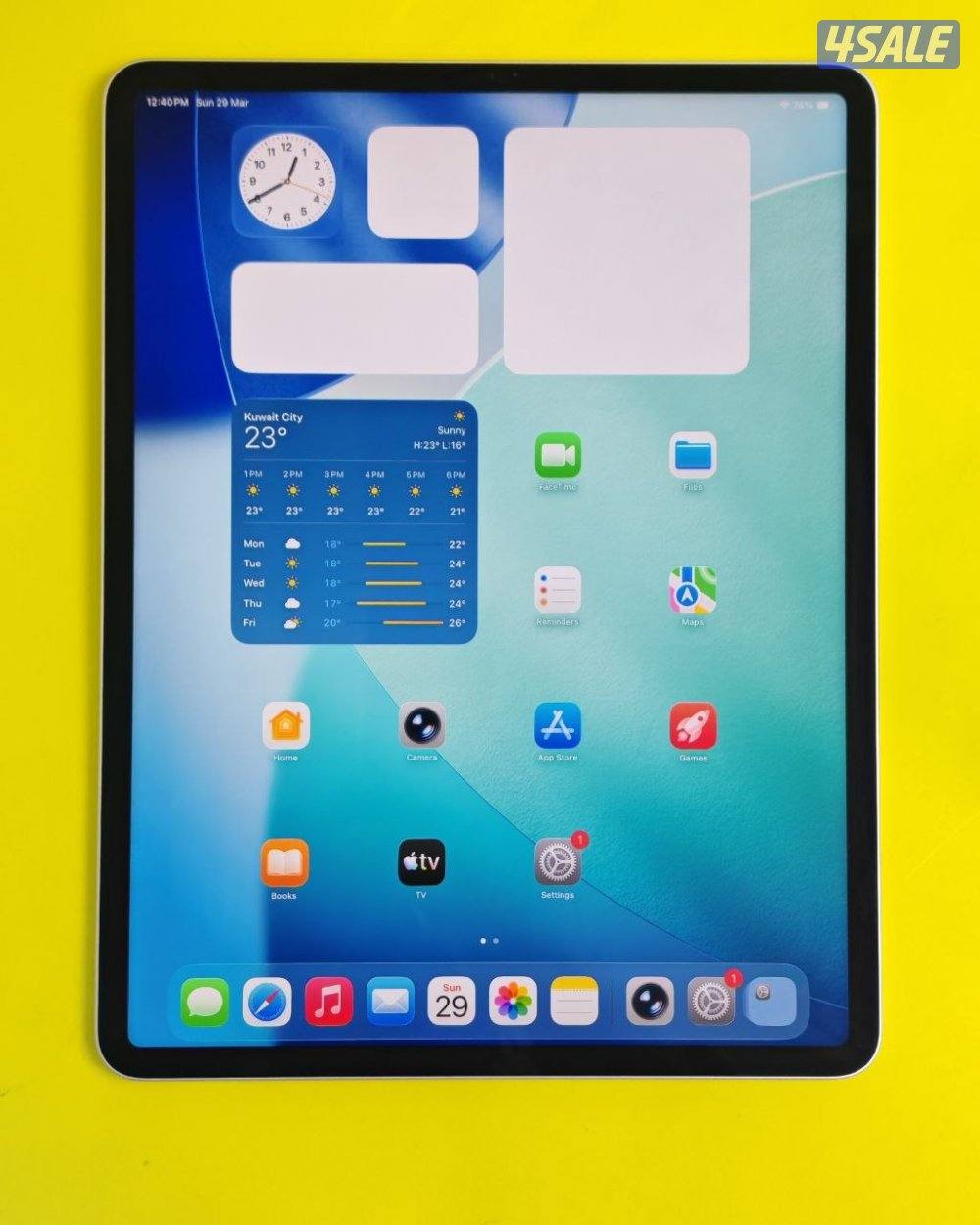 ايباد برو 129 الجيل الخامس M1 – 256 GB – فضي مستعمل كالجديد0