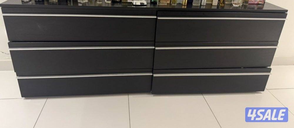 Modern Black Wood 6-Drawer Cabinet0