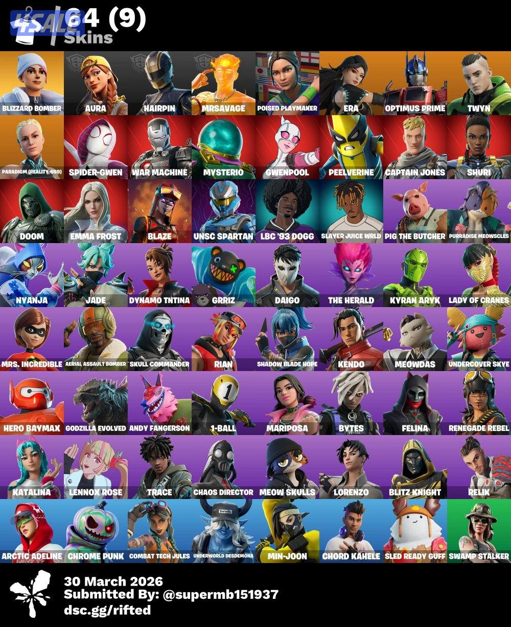FORTNITE ACCOUNT FOR SALE0