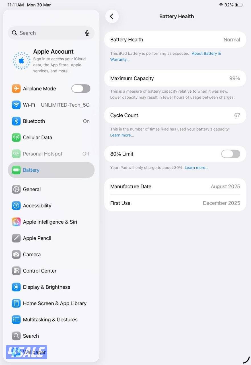 ايباد برو 11 انش الجيل الأحدث M5 – 256 جيجا – 5G مستعمل كالجديد -شريحة10