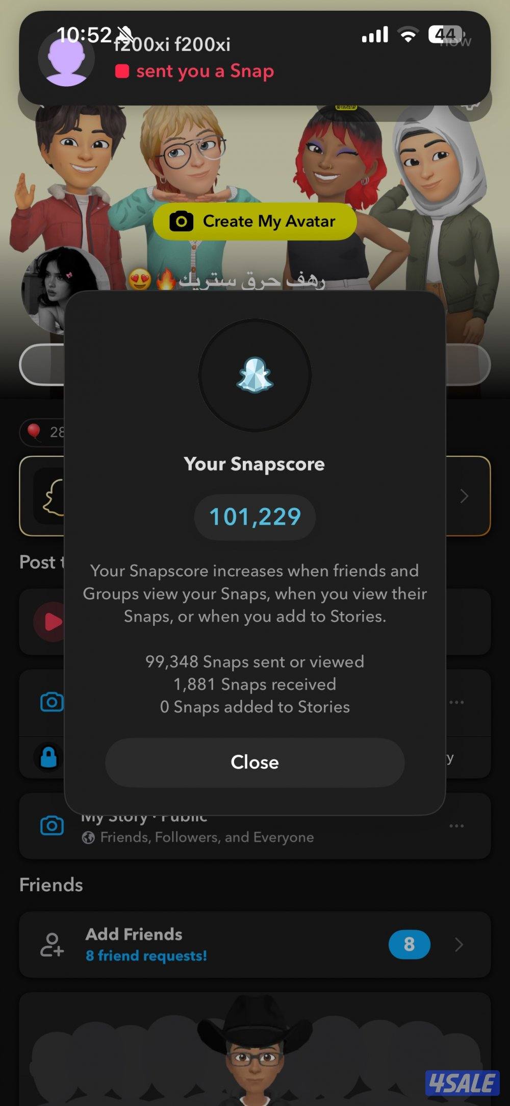 حساب سناب سكور 100 الف فخم، حياكم حسابات سكوراتها عالية0