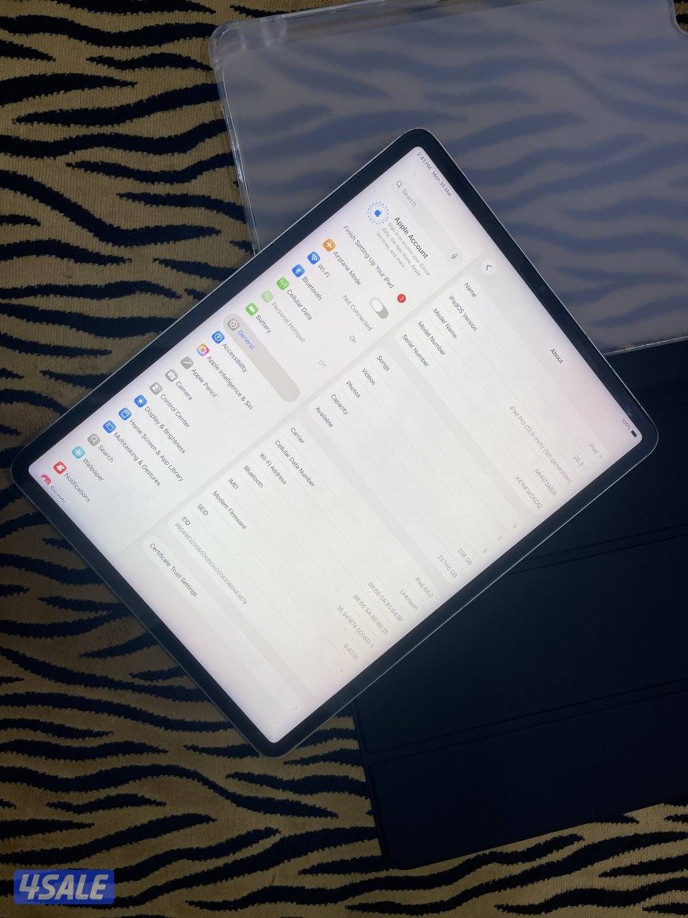 ايباد ابل برو 12.9 انش 256 قيقا خط شريحة الجيل الخامس امبدل حماية شاشة3