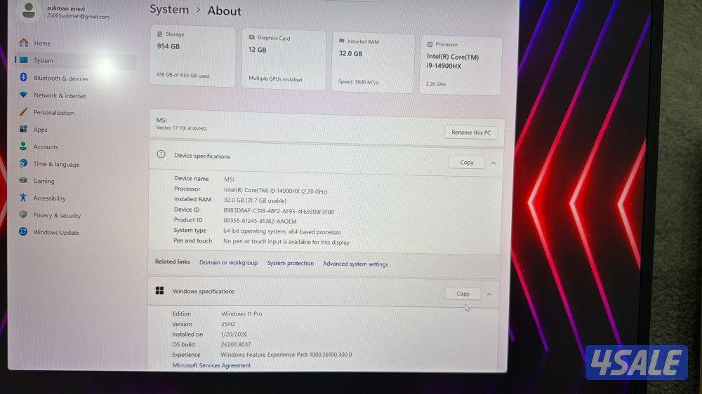 لابتوب msi 40802