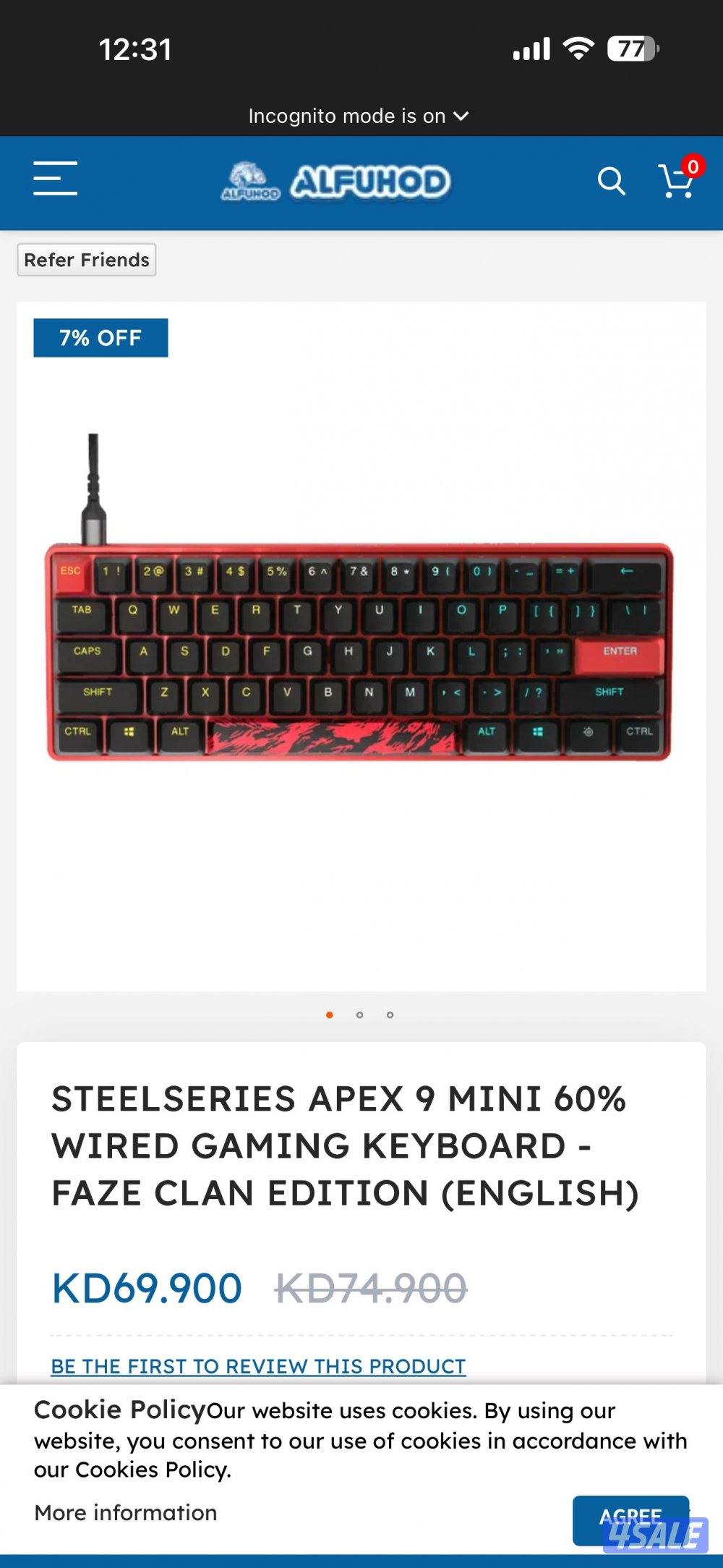 Gaming keyboard steelseries apex 9 mini FAZE CLAN edition5