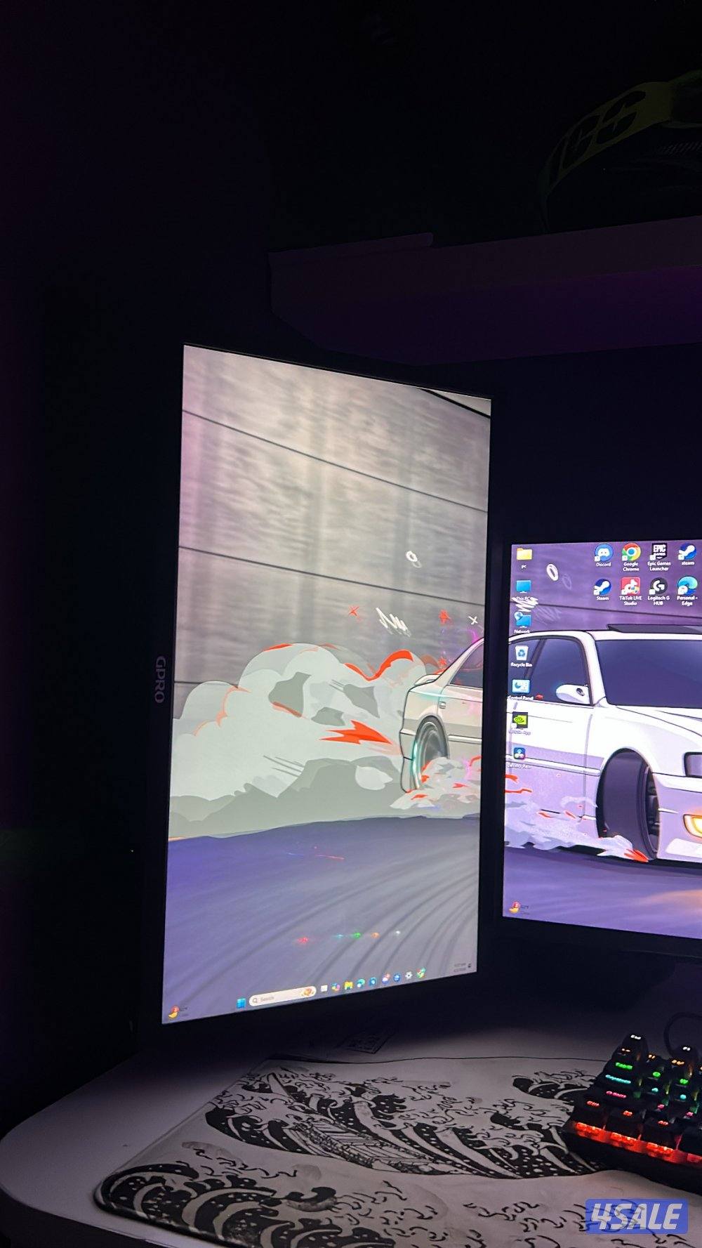 للبيع ست اب كامل بي سي و شاشتين و استاند شاشاتين و ماوس و كيبورد3