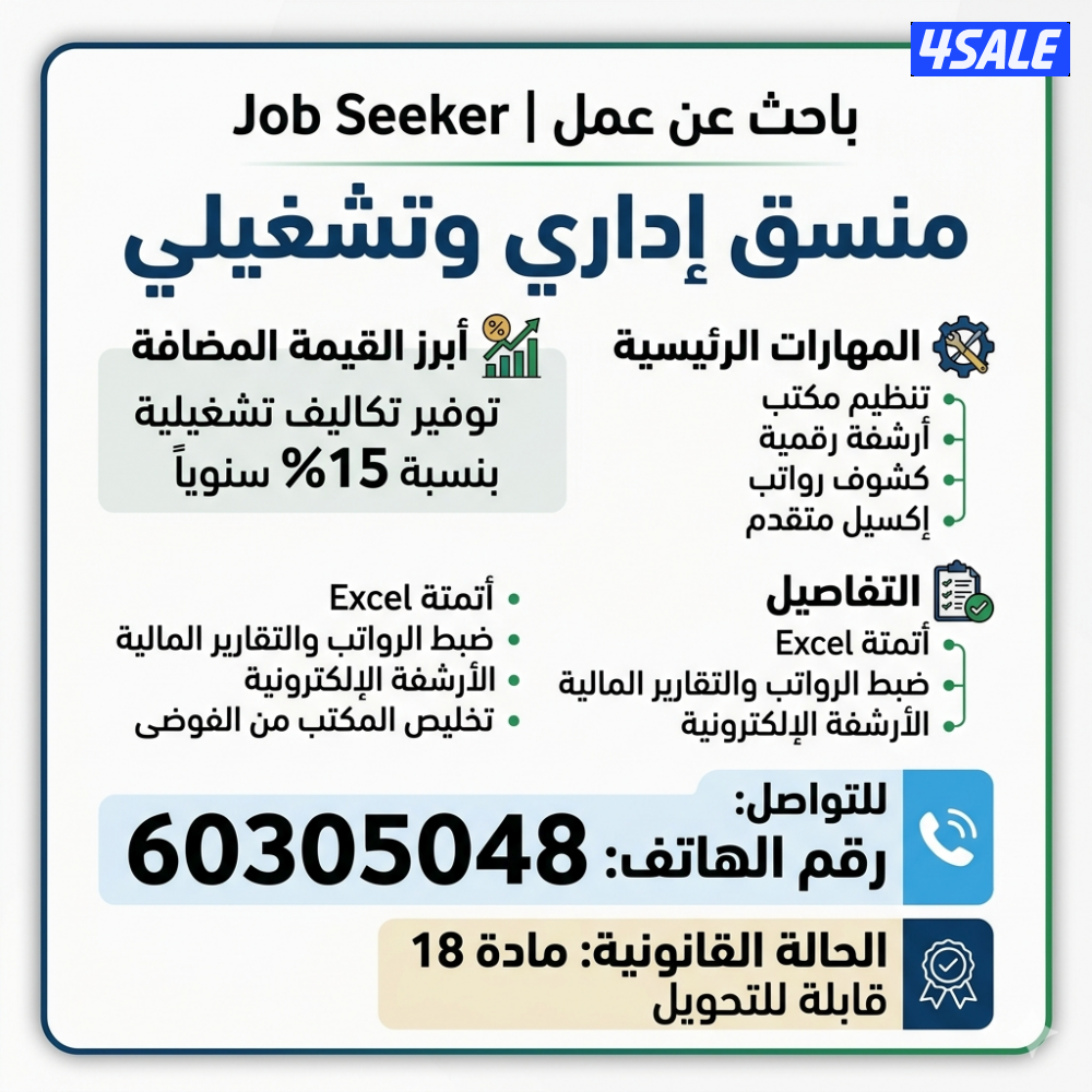 منسق إداري تشغيلي _ إدارة مكتبية  |  ابحث عن عمل5