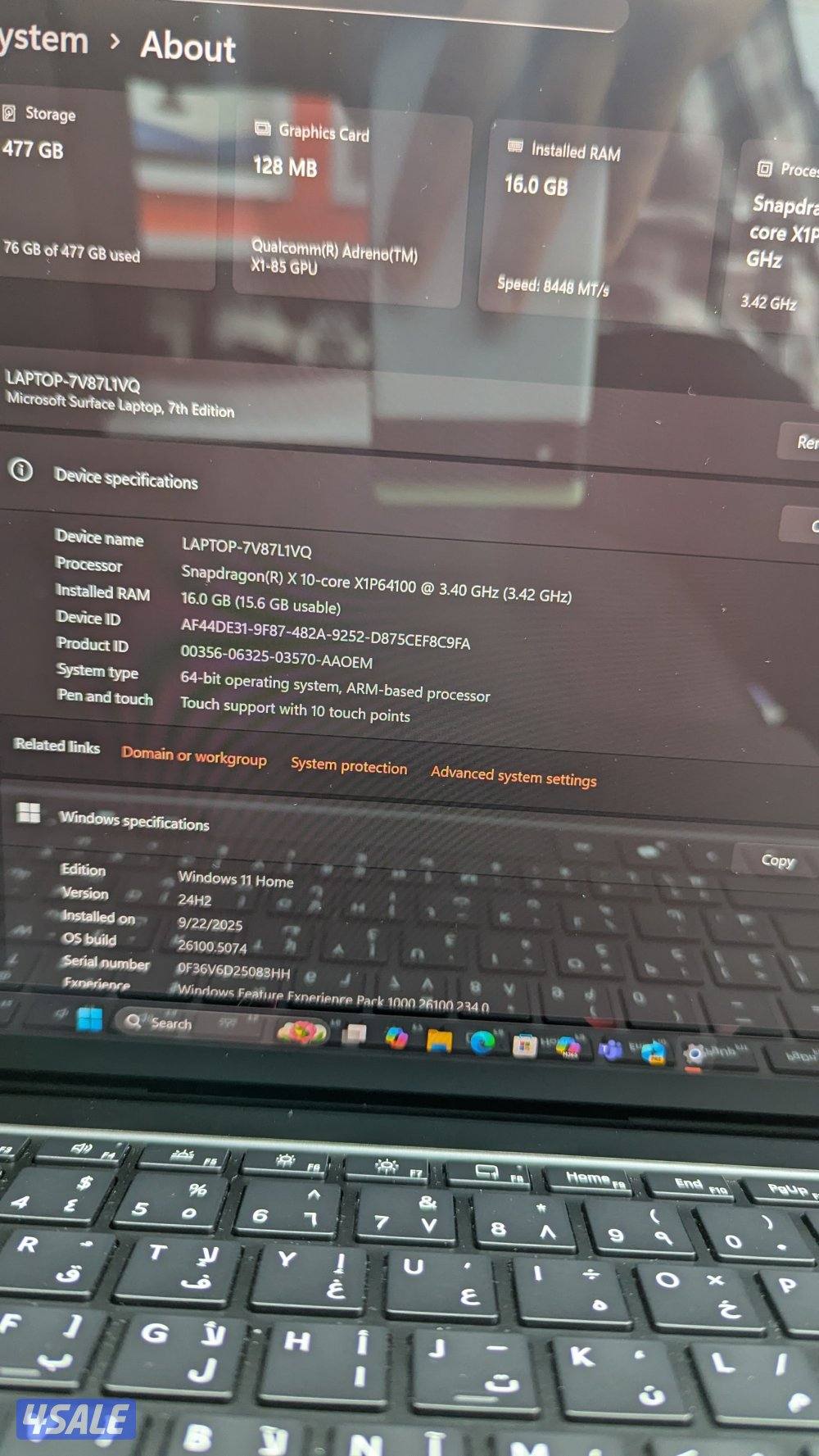 Microsoft  Surface laptop 7th Edition  / 16 GB ram / 512 GB SSD7