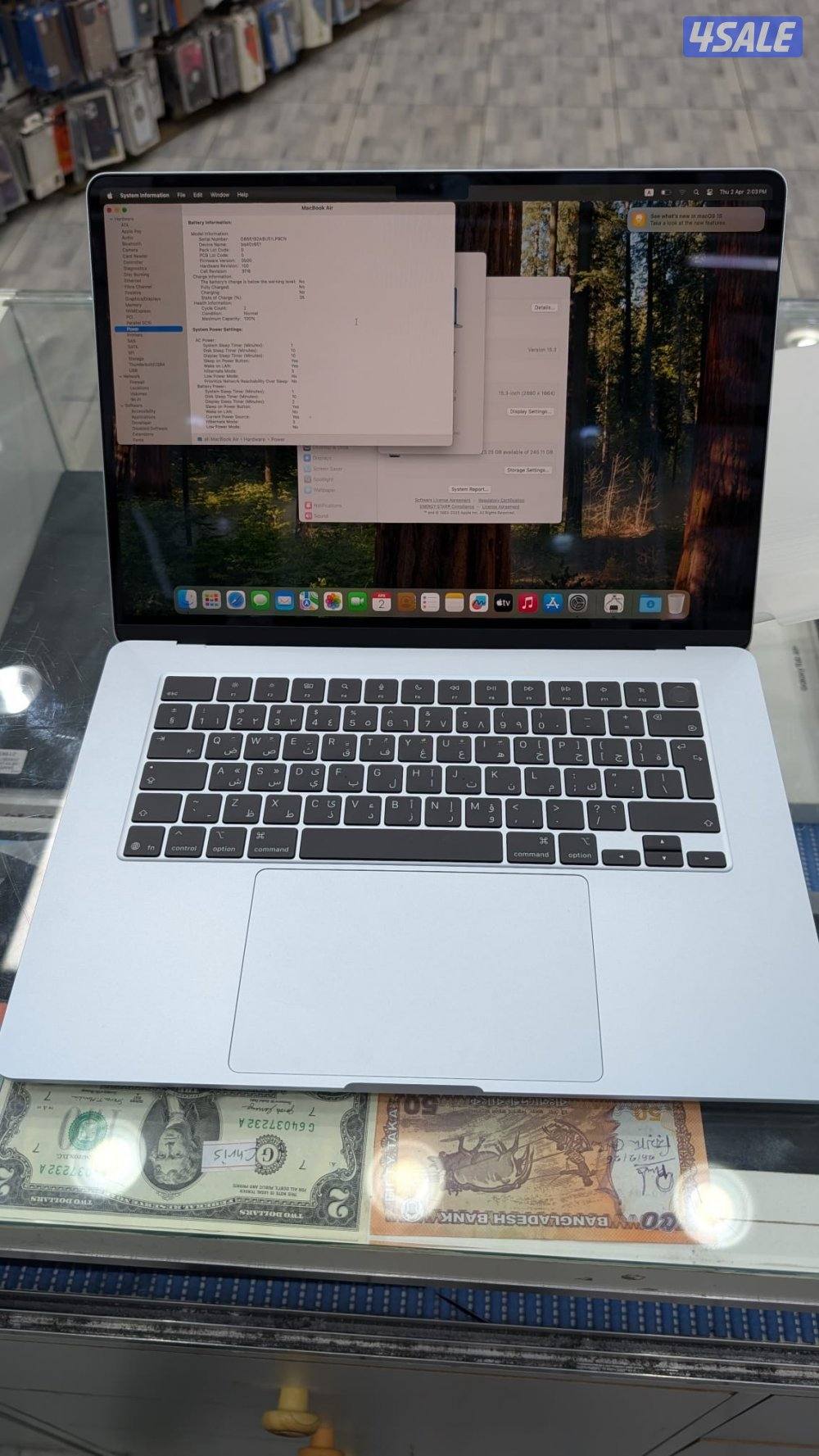 Macbook air m4 15 inch 16 gb 256 gb used like new battery 100 26