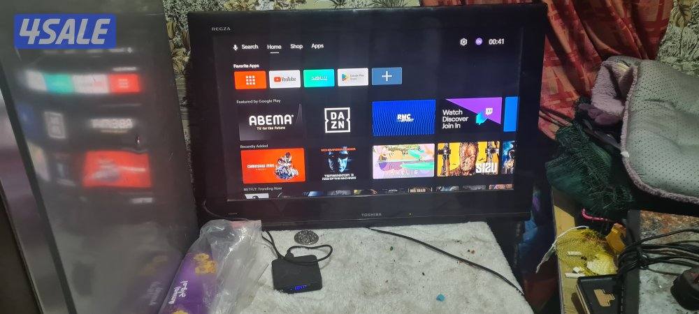 للبيع شاشة توشيبا LCD TOSHIBA TVممتازة مع رسيفر اندرويد z8 pro مع الري4