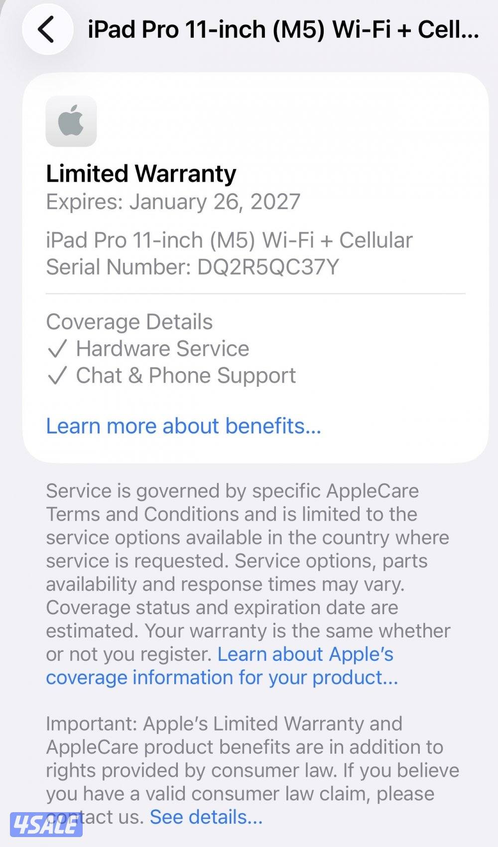 iPad Pro 11”M5 256GB Wifi+5G Cellular black Used.9