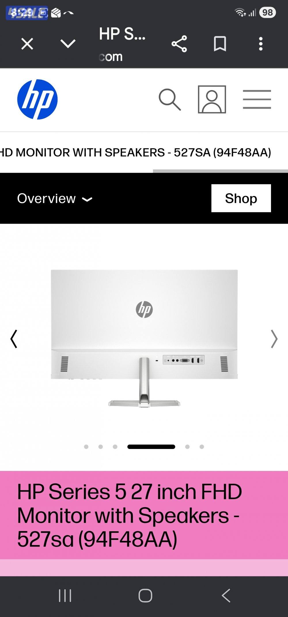 للبيع مونيتور HP بحالة ممتازة1