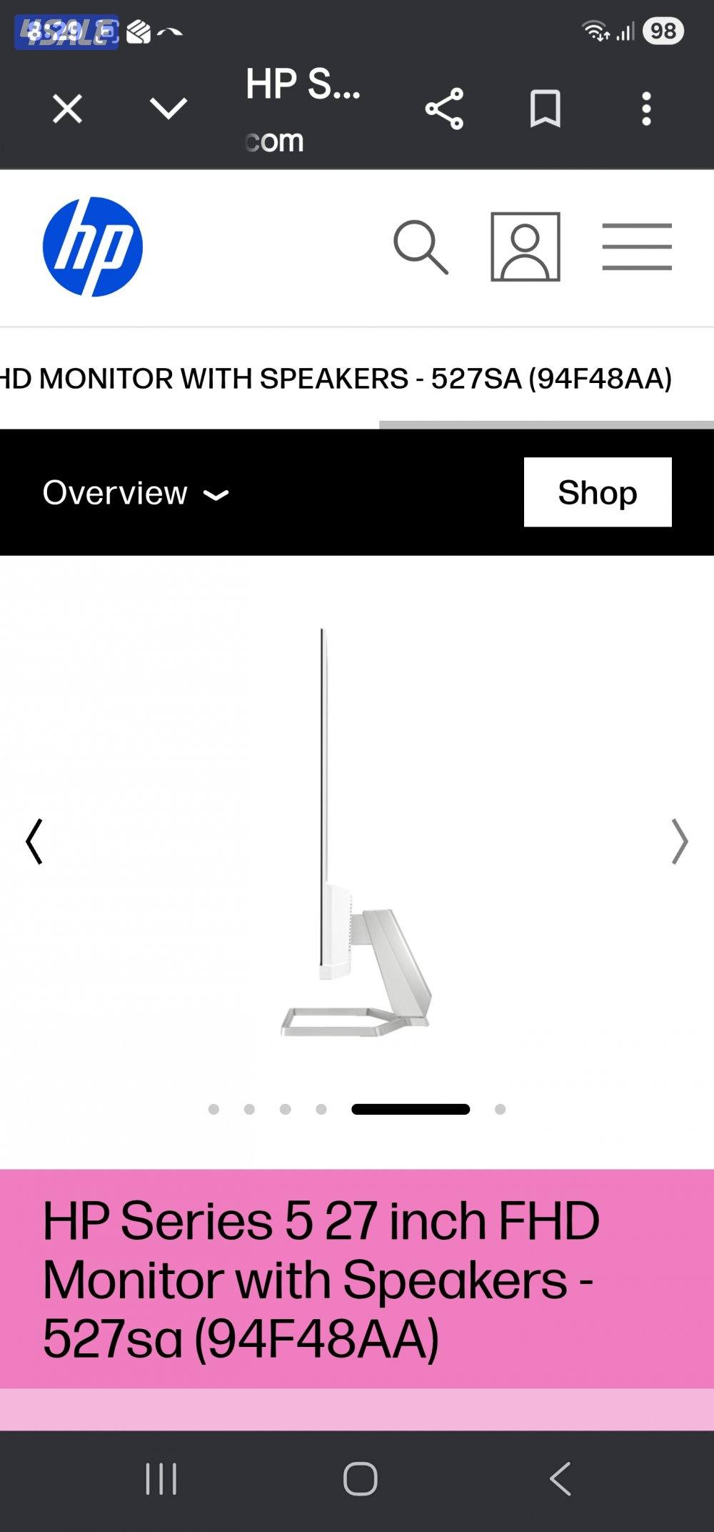 للبيع مونيتور HP بحالة ممتازة2