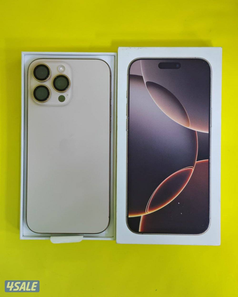 ايفون 16 برو ماكس 256 جيجا تيتانيوم صحراوي بطارية 91% مستعمل كالجديد0