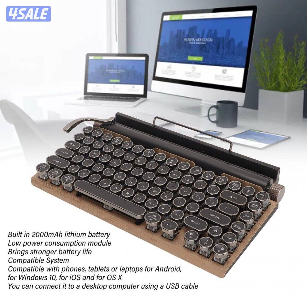 كيبورد Retro ميكانيكل بلوتوث جديد0