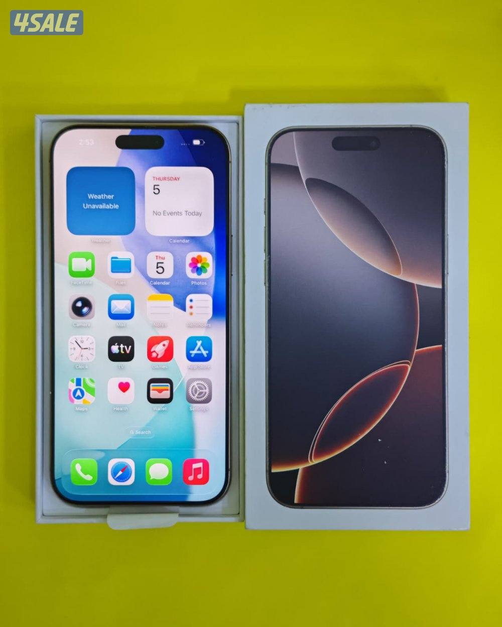 ايفون 16 برو ماكس – 256 جيجا – تيتانيوم صحراوي بطارية 96% مستعمل كالجد11