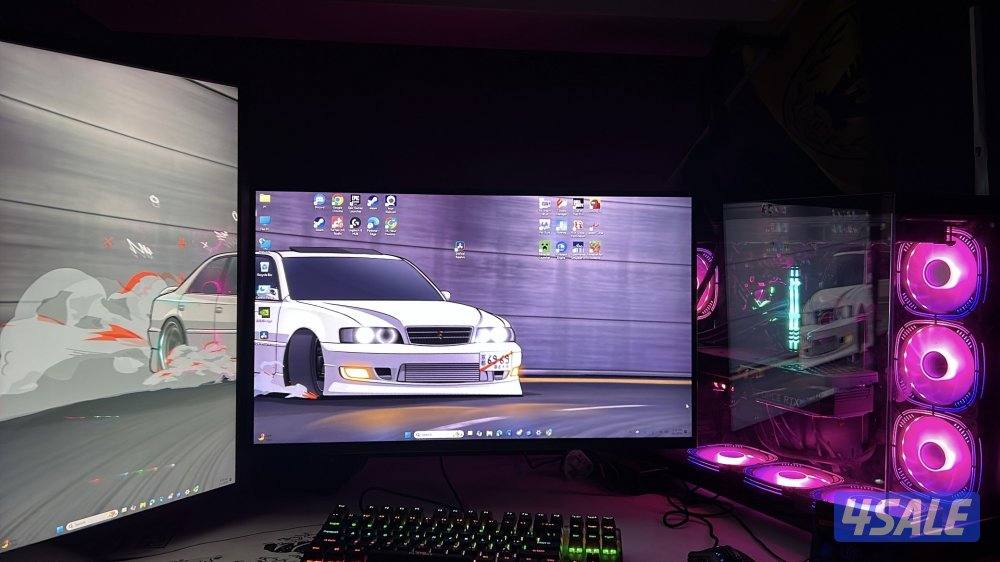 للبيع بي سي و شاشتين و استاند شاشتين و ماوس و كيبود0