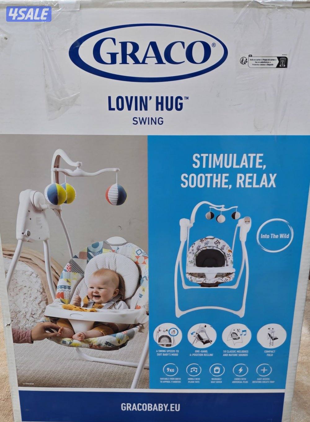 مرجيحة  للبيبي يأتي ب5 سرعات مختلفة يمكنك التحكم بهم و7 ألحان0