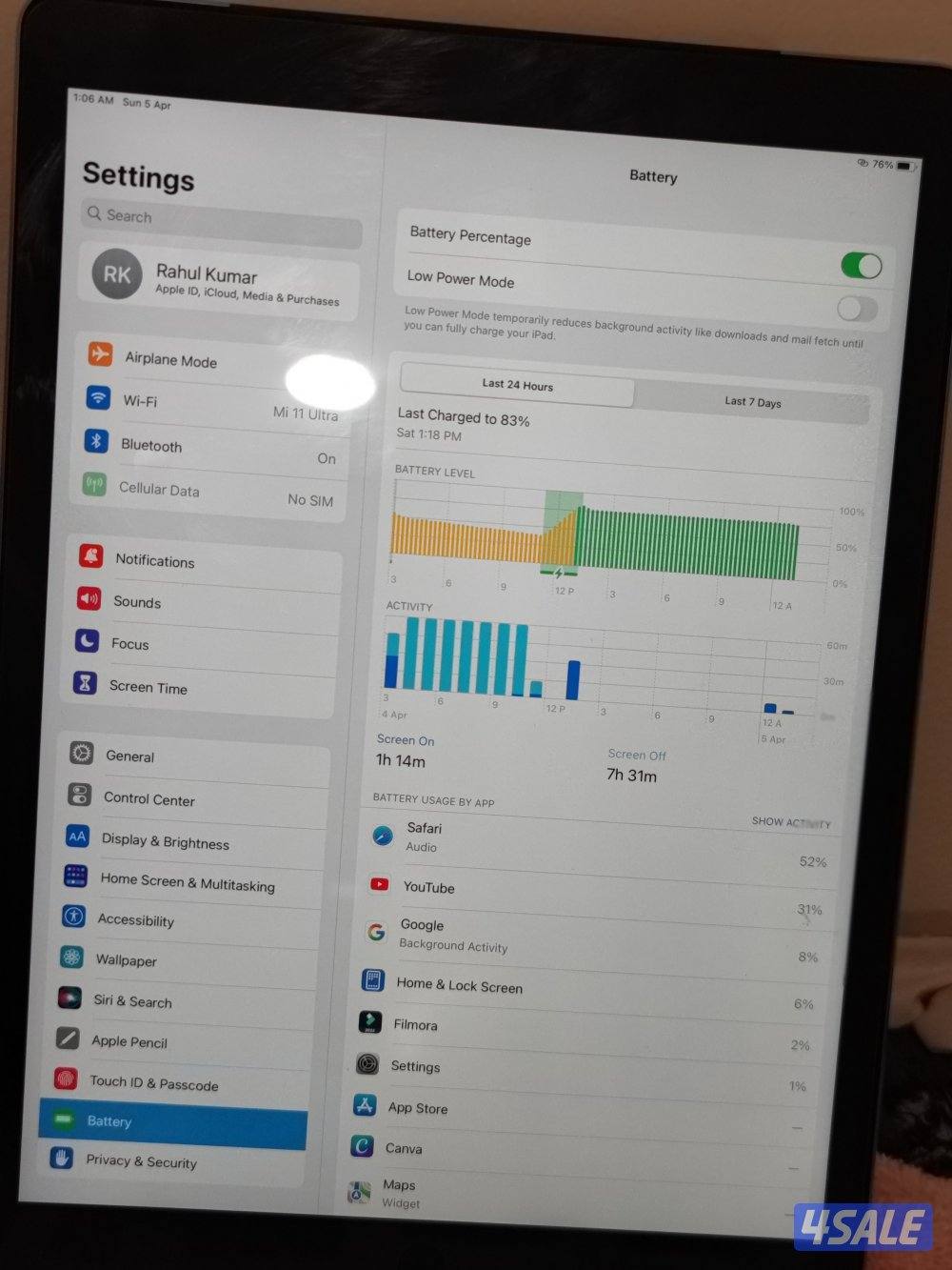 iPad pro 12.9 inches with WiFi + cellular 128gb4