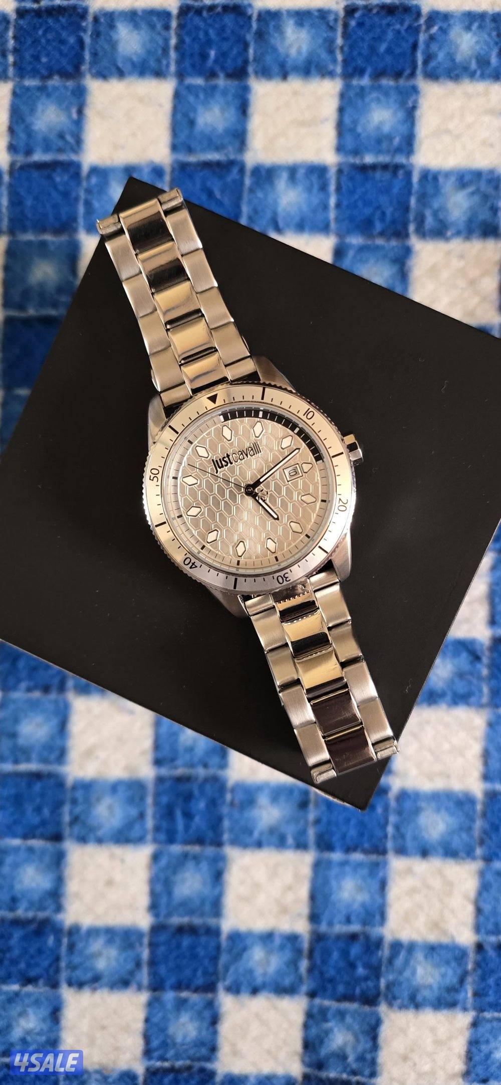 Just Cavalli Men’s Watch – Stainless steel honeycomb dial0