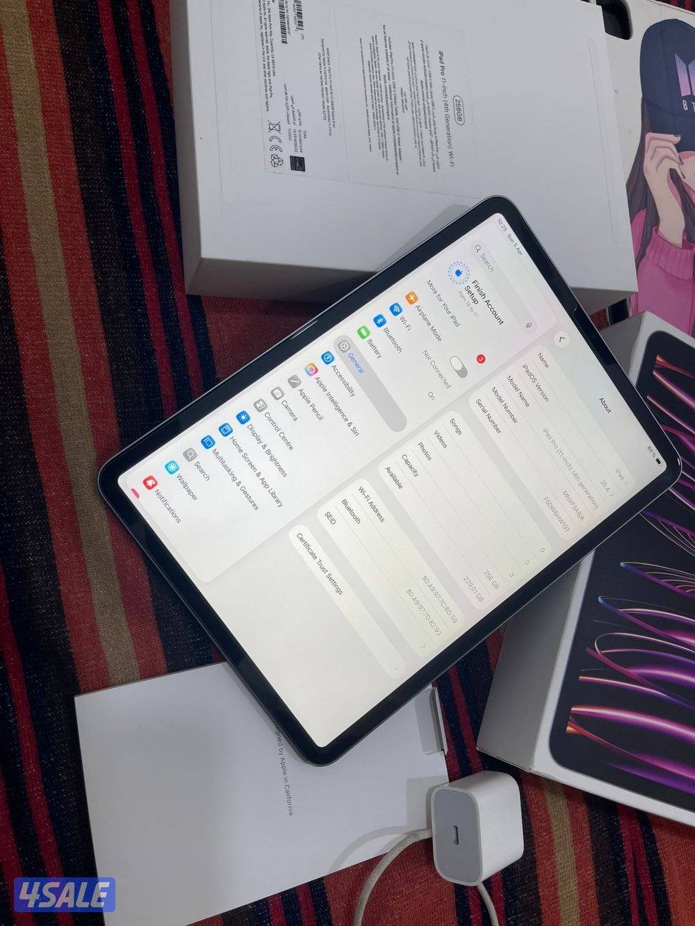 ايباد برو 11 انش 256 غيغا M2 الجيل الرابع نظيف حيل مع الكرتون والشاحن6