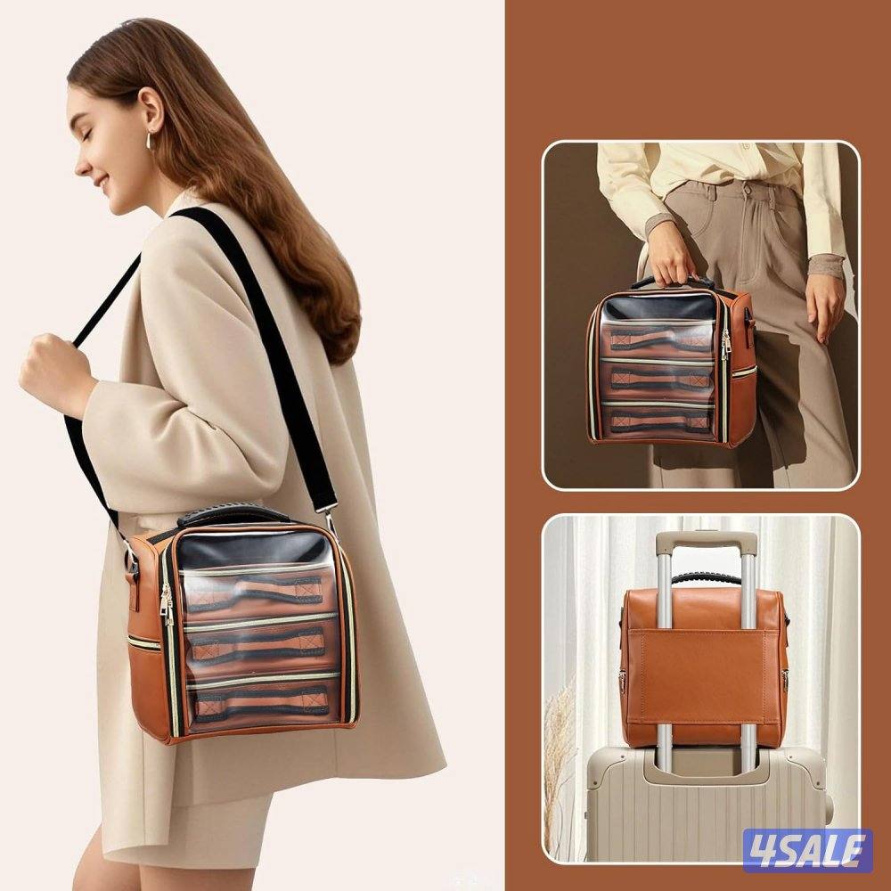 Professional Makeup Organizer Bag with Clear Toiletry Pouches0