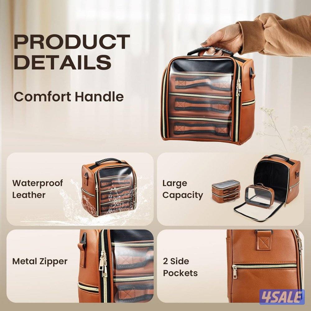 Professional Makeup Organizer Bag with Clear Toiletry Pouches1