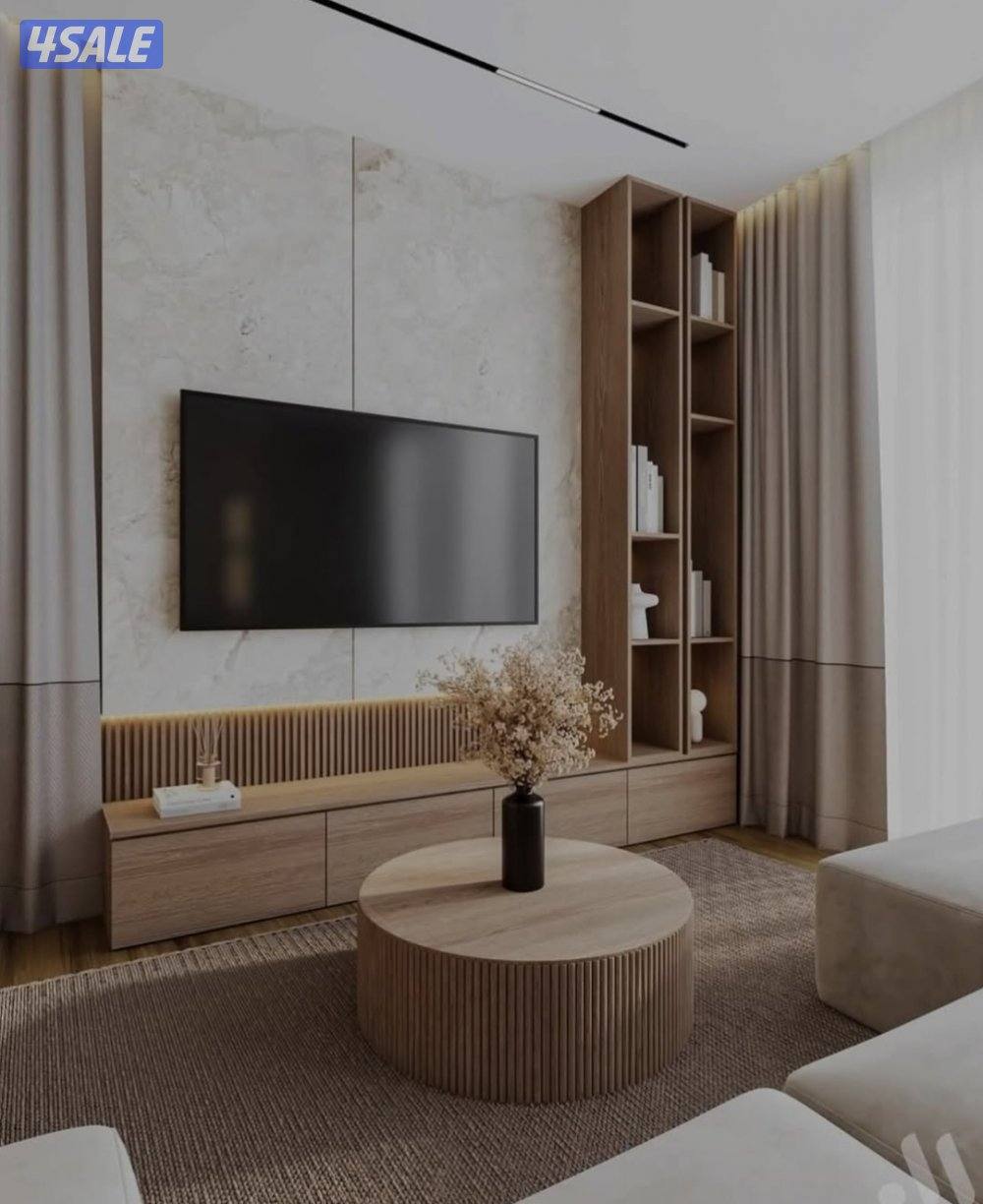 ديكورات خشب - جبس  بديل شابرد تربنتين وييجارات خلفية تلفزيون اصباغ جام3