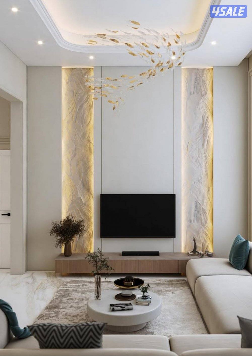 ديكورات خشب - جبس  بديل شابرد تربنتين وييجارات خلفية تلفزيون اصباغ جام8