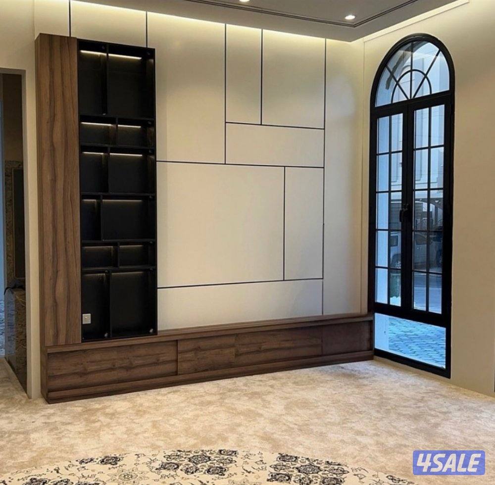 ديكورات خشب - جبس  بديل شابرد تربنتين وييجارات خلفية تلفزيون اصباغ جام9