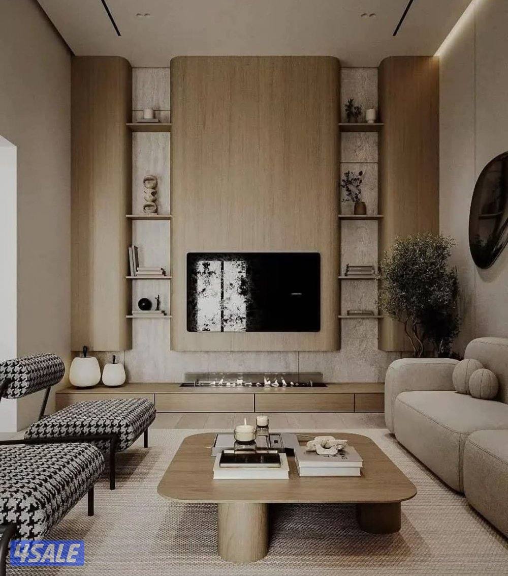 ديكورات خشب - جبس  بديل شابرد تربنتين وييجارات خلفية تلفزيون اصباغ جام14