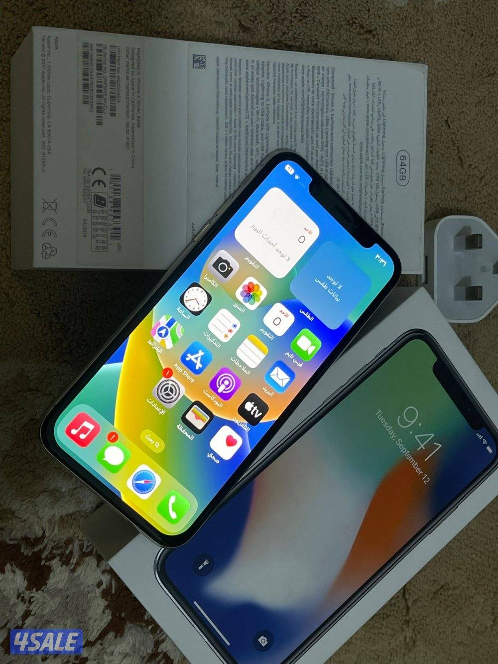 ايفون اكس ابيض 64 قيقا نظيف وشغال تمام بطارية 83 مع الاغراض الشحن2