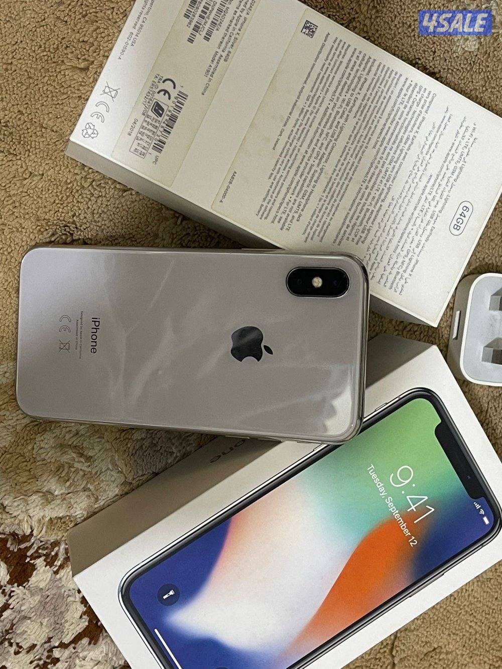 ايفون اكس ابيض 64 قيقا نظيف وشغال تمام بطارية 83 مع الاغراض الشحن3