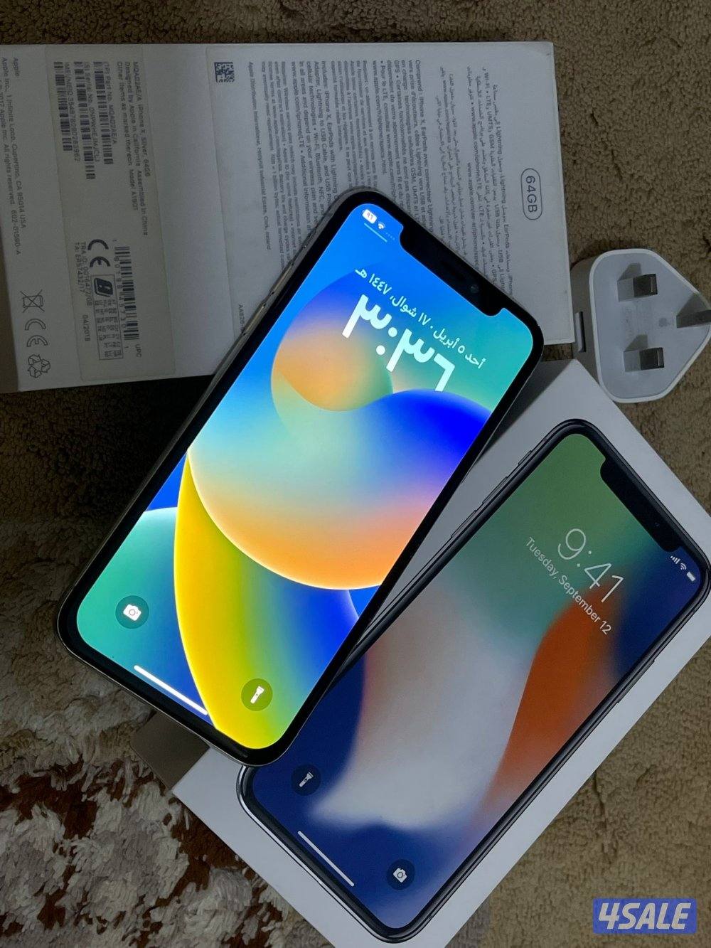 ايفون اكس ابيض 64 قيقا نظيف وشغال تمام بطارية 83 مع الاغراض الشحن4