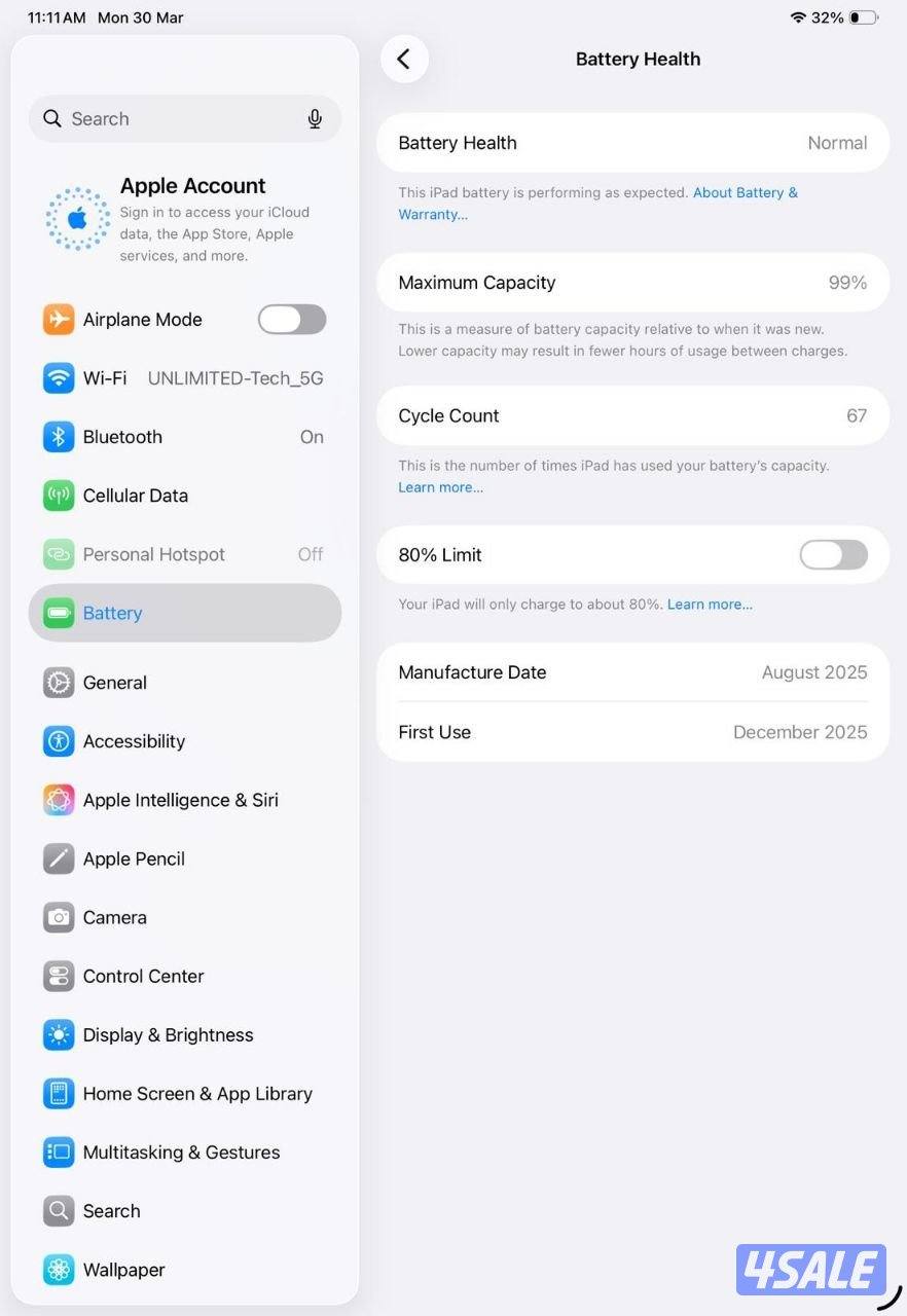 ايباد برو 11 انش – M5 – 256 جيجا – 5G مستعمل كالجديد شريحة10
