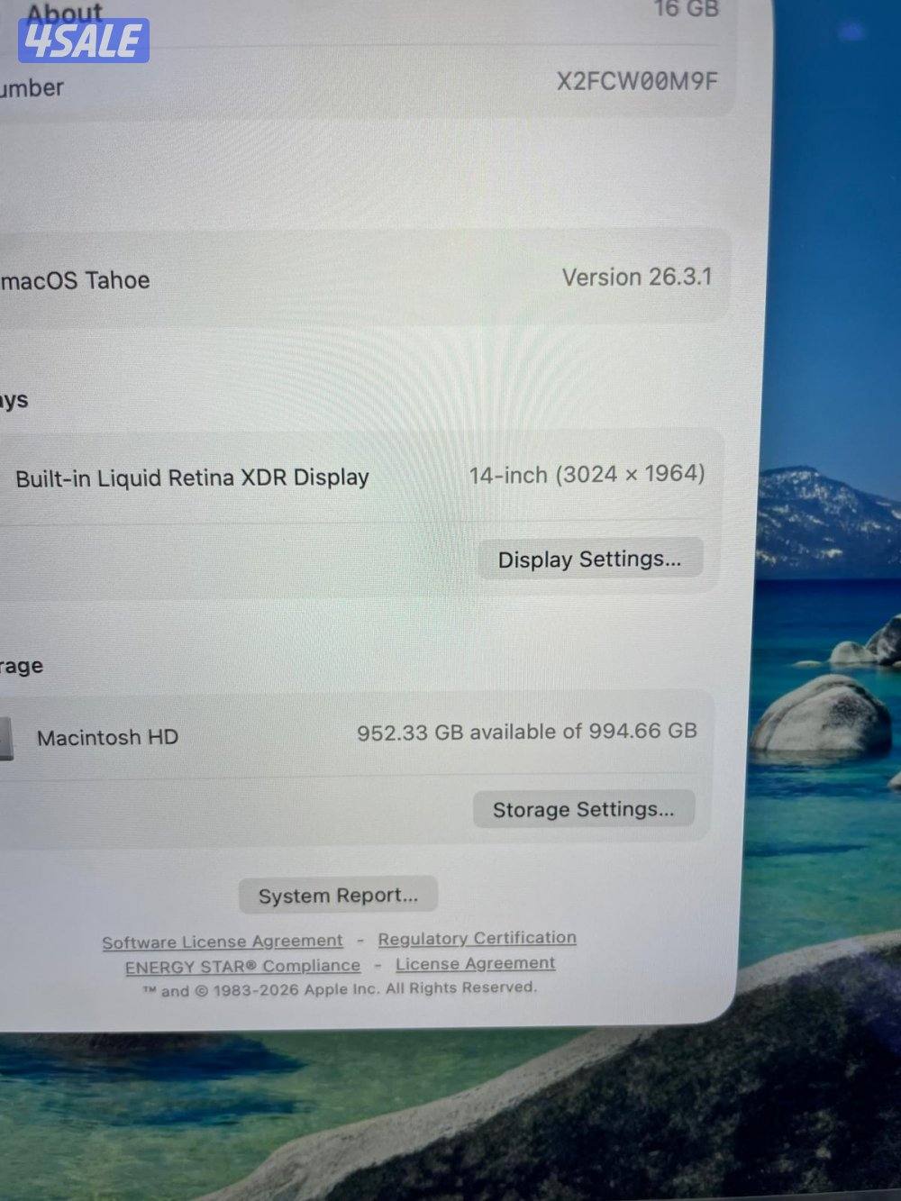 للبيع  Mac Pro M1 pro 14-inch بحالة ممتازة جدًا كالجديد7