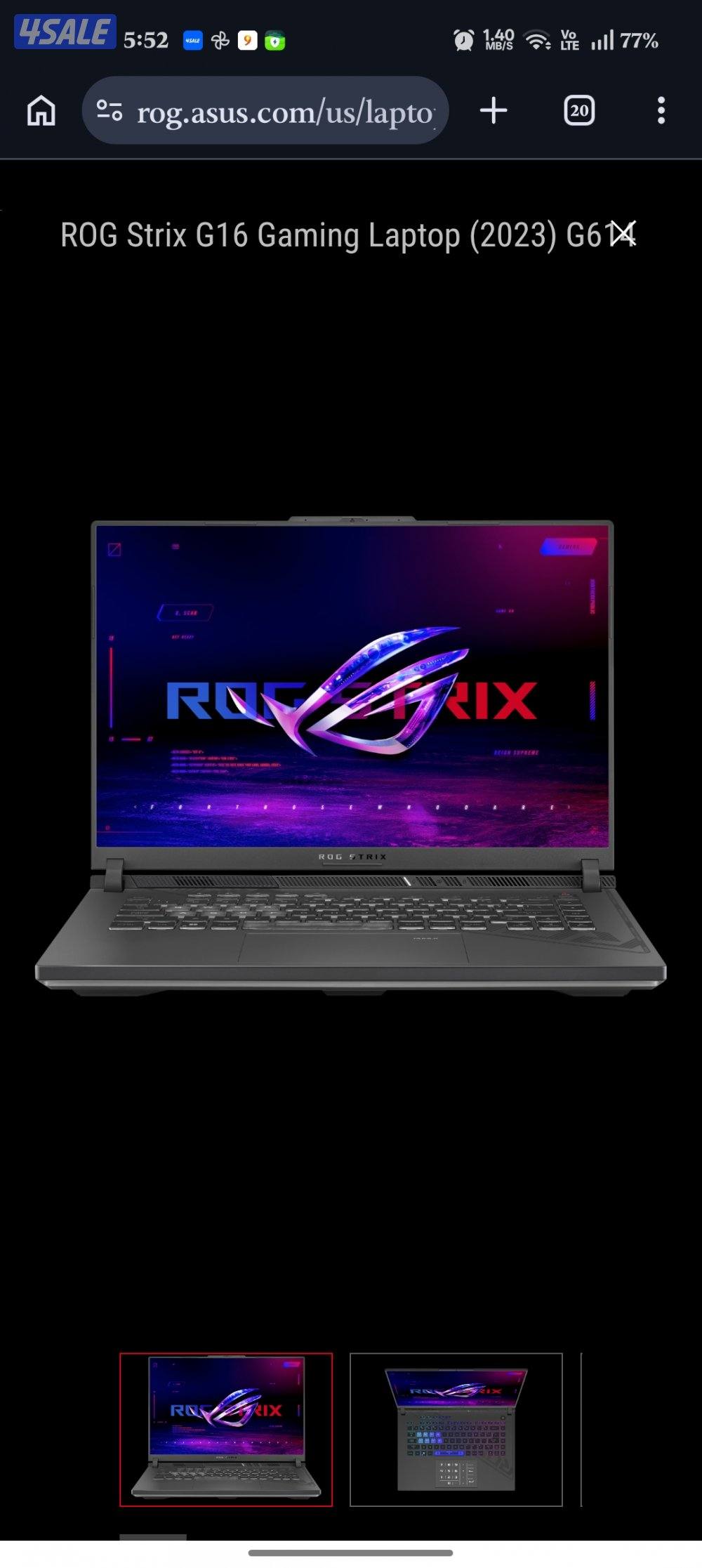 ASUS ROG STRIX G16, RTX 4070, i7-13650HX, 1TB SSD, 16GB RAM0