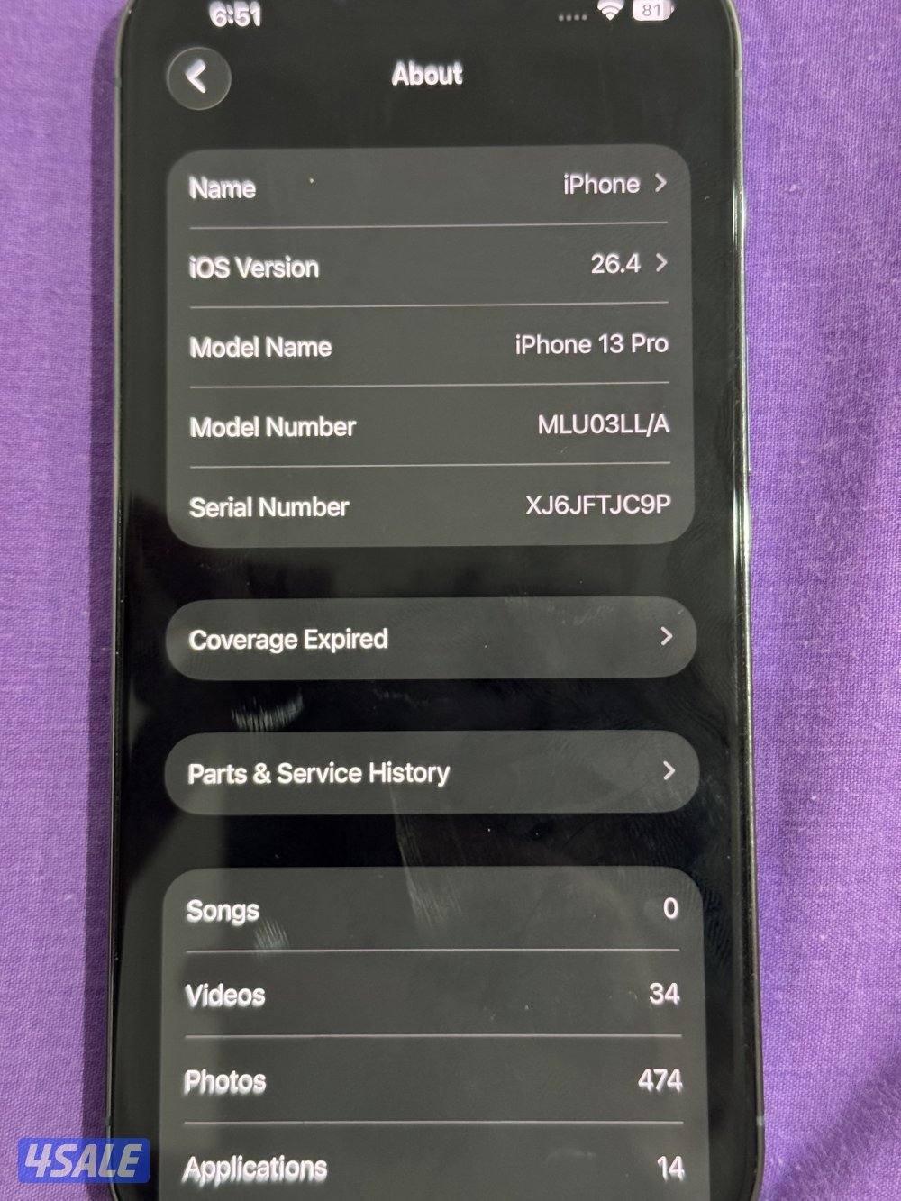 iPhone 13 Pro 256GB excellent condition 74% battery5