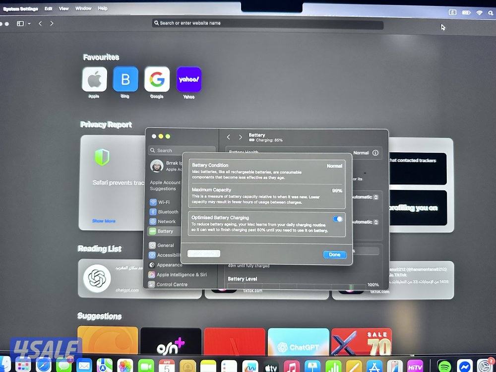 MacBook Pro m4pro chip للبيع وحالته جديدة  بطاريته 99 وكل اغراضه معاه4