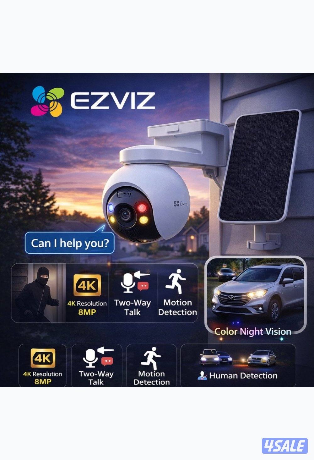 EZVIZ 4K Solar Camera - 8MP - Full Color - Outdoor0