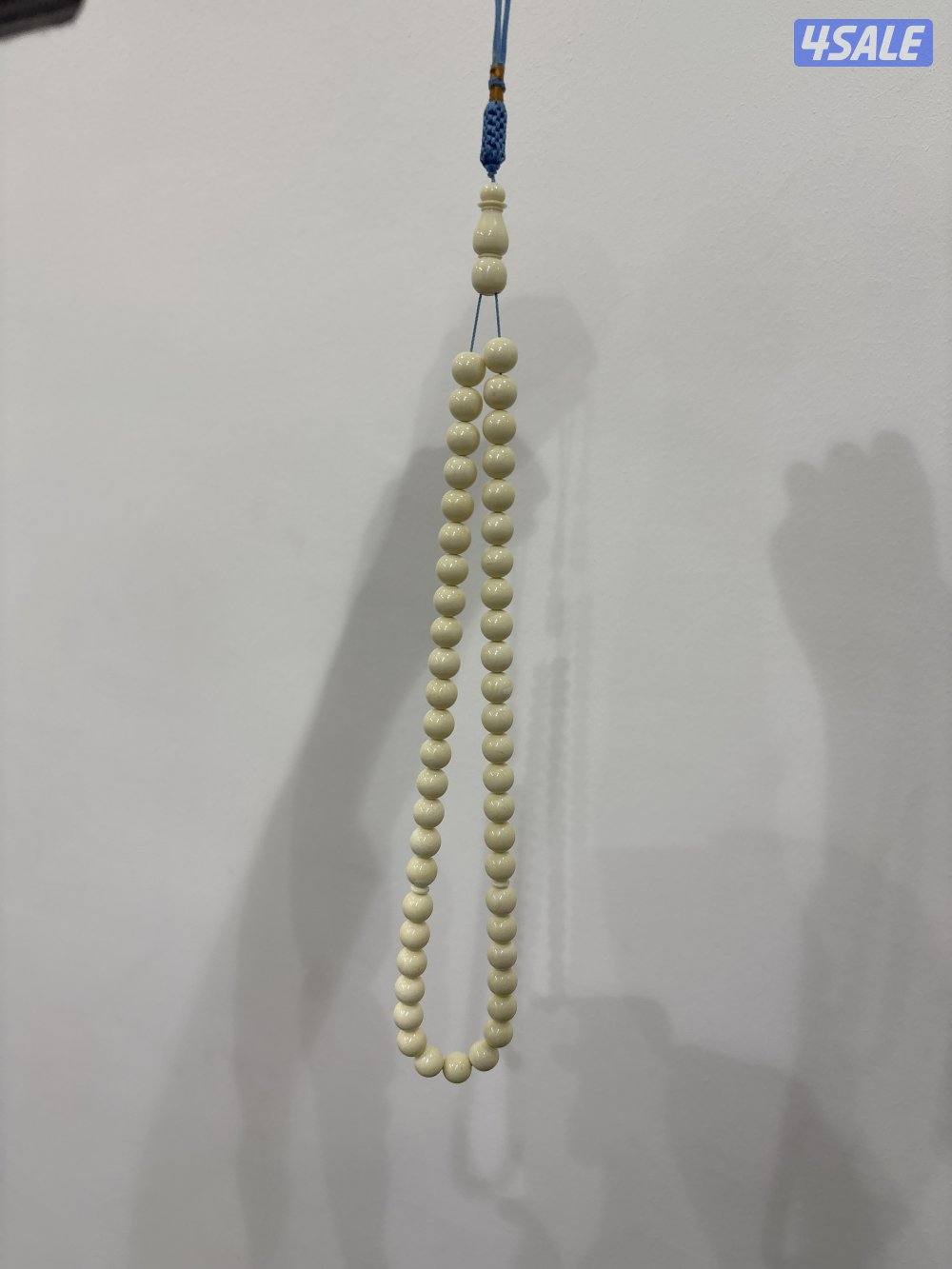 ‏مسباح مستكة مصري عدد الخرز٥٣ ملي ٩ لون كريمي كركوشه سماوية2